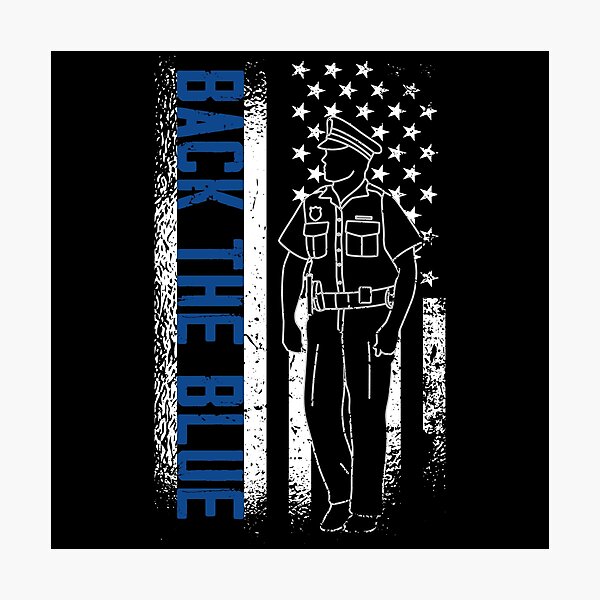 Item preview, Back the Police Officers Blue Line Support the Blue American Flag designed and sold by CoolSilhouettes.