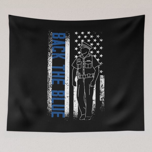 Item preview, Back the Police Officers Blue Line Support the Blue American Flag designed and sold by CoolSilhouettes.