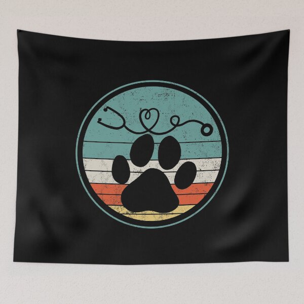 Item preview, Veterinarian Vet Tech Stethoscope Paw Retro designed and sold by Mealla.
