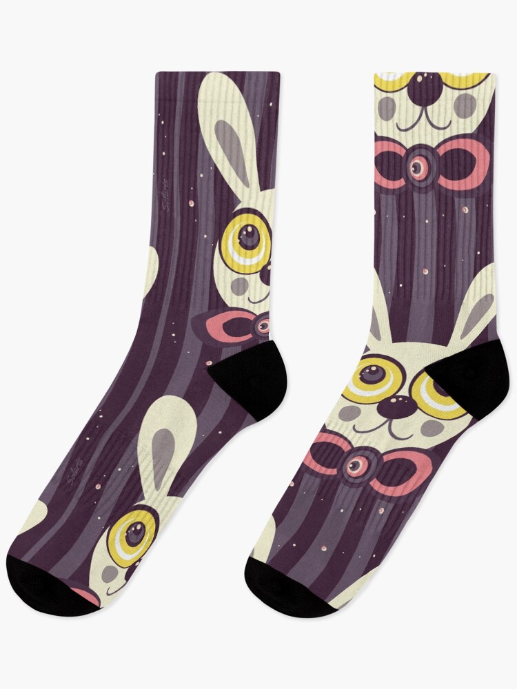 Thumbnail 1 of 5, Socks, Super Crazy Rabbit designed and sold by SolarisPrints.