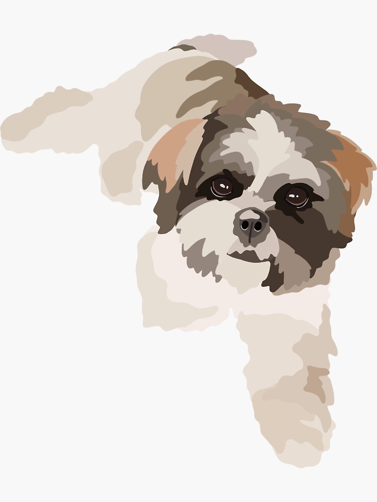 "Shihpoo Dog Portrait Digital Illustration" Sticker for Sale by ...