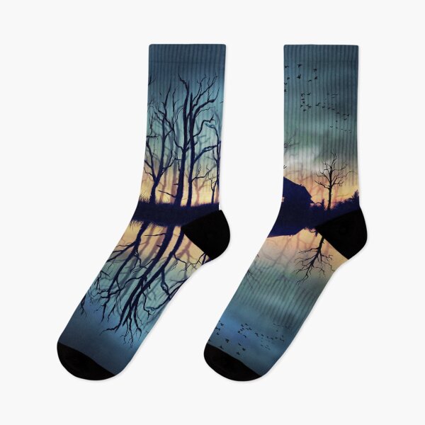 Item preview, Cabin in the woods at dusk designed and sold by Cwefoot.