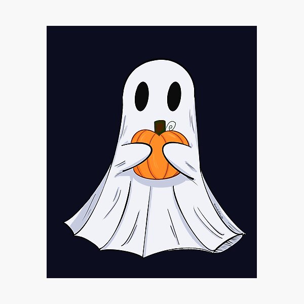 Item preview, Spooky ghost with pumpkin  designed and sold by Forestofdoubt.
