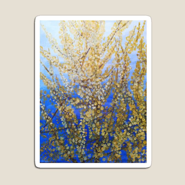 Item preview, Forsythia flor amarilla contra un fondo azul. designed and sold by esvb.