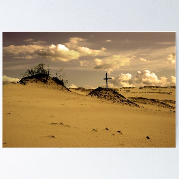 Item preview, Golden dunes with an old wooden cross designed and sold by 4Seasons.
