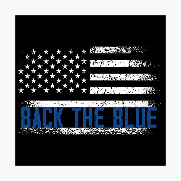 Item preview, Back the Blue Police Officers American Flag designed and sold by CoolSilhouettes.