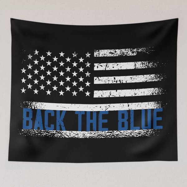 Item preview, Back the Blue Police Officers American Flag designed and sold by CoolSilhouettes.