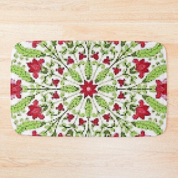 Item preview, DROSERA 2 mandala rosette flower green red rose star embroidery original creation design decorations oriental designed and sold by dragonemma.