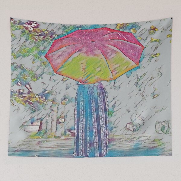 Item preview, Red Umbrella in the Rain - Compact Waterproof Umbrella designed and sold by Galathi Designs.