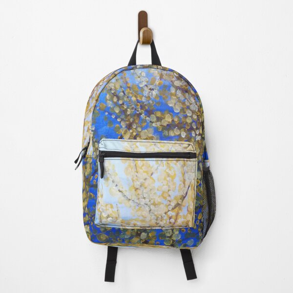 Item preview, Yellow forsythia blossom against a blue background designed and sold by esvb.