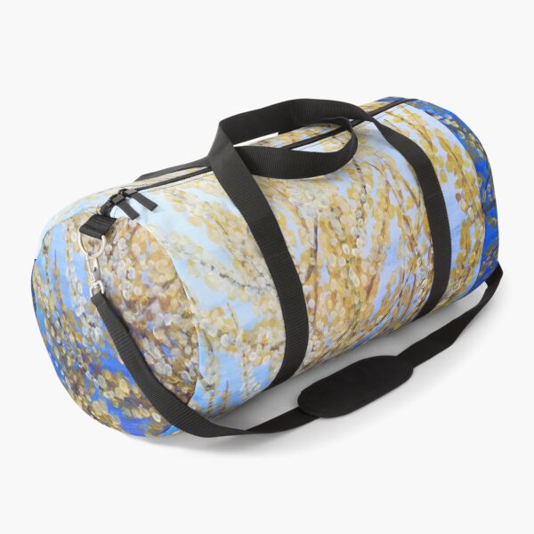Item preview, Yellow forsythia blossom against a blue background designed and sold by esvb.