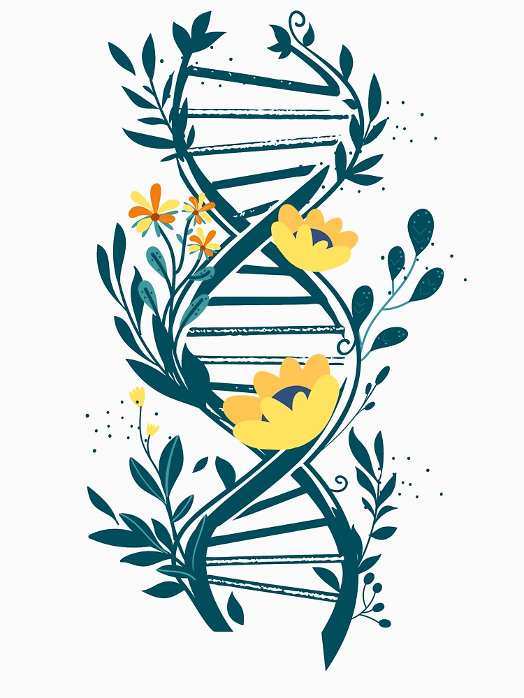 Floral Watercolor Dna Flowers Trees Dna Structure T Shirt By Elmezz