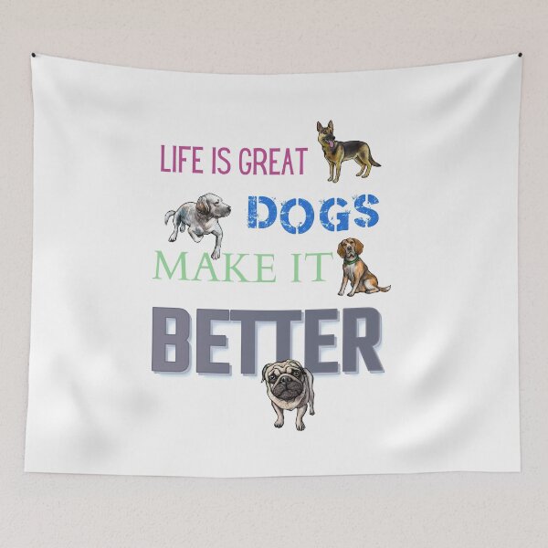 Item preview, Life Is Great Dogs Make It Better - alsatian, beagle, labrador, pug designed and sold by sherwinc.