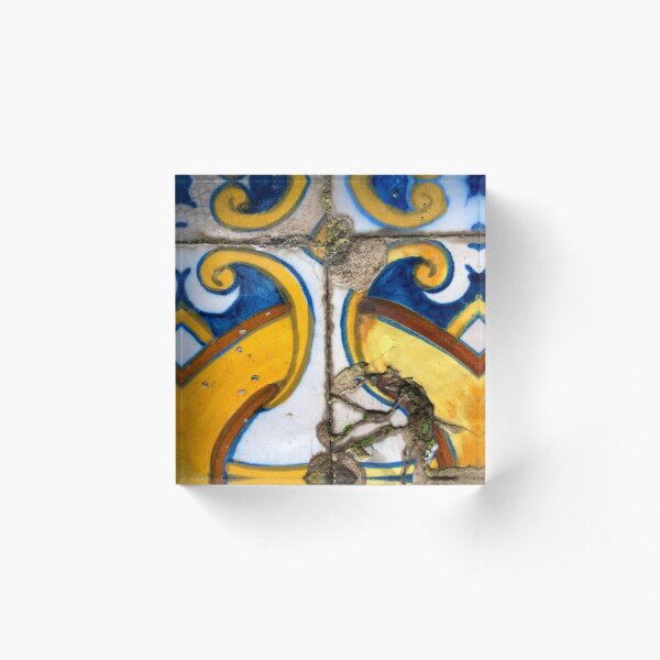 Blue and yellow Portuguese azulejo Acrylic Block