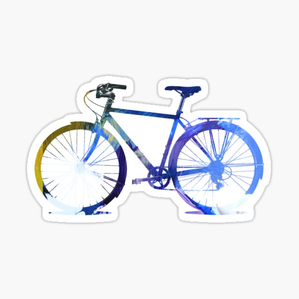 Bicycle Silhouette Blue Graphic Design Sticker