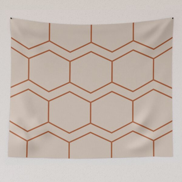 Item preview, Open Honeycomb - Minimalist Geometric Pattern in New Clay Rust Terracotta and Putty designed and sold by kierkegaard.
