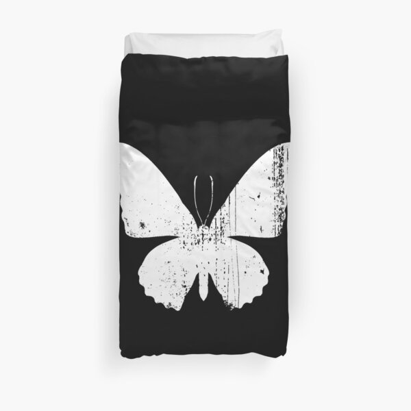 Distressed Butterfly White Duvet Cover