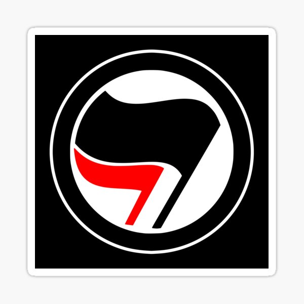 Vista previa del artículo con la obra «Logotipo antifascista», diseñado y vendido por Good-Looking Corpse.