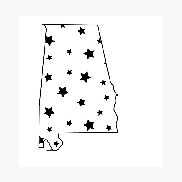 Item preview, Alabama Outline with Stars - White designed and sold by NotKat2345.