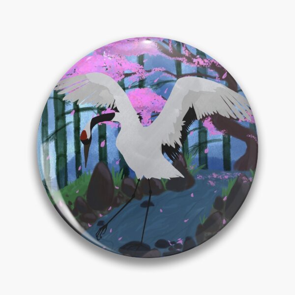 Item preview, Red Crowned Crane with background  designed and sold by Salem Scribbles.