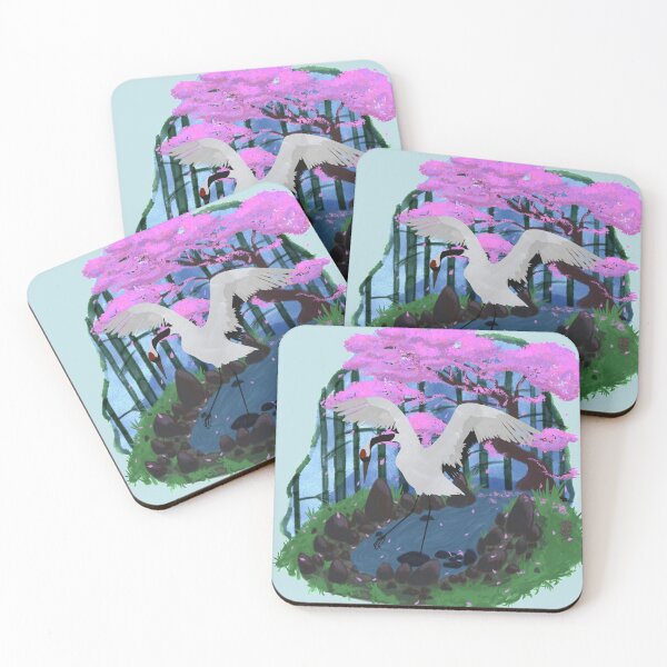 Item preview, Red Crowned Crane with background  designed and sold by Salem Scribbles.