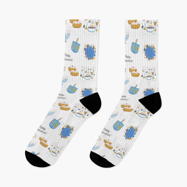 Item preview, Happy Hanukkah Pack with dreidel, menorah, Jewish star and donats designed and sold by milkasweet.