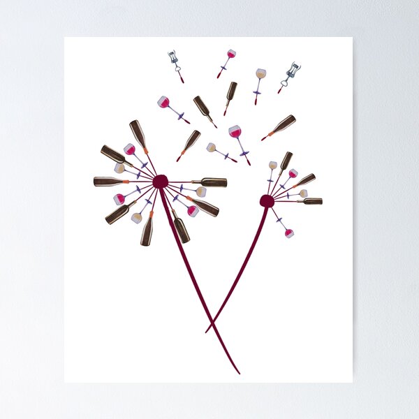 Artikelvorschau, Löwenzahn Wein Kunst Grafik / Cute Wine Lover Flower Design Design entworfen und verkauft von CreatedByHeidi.