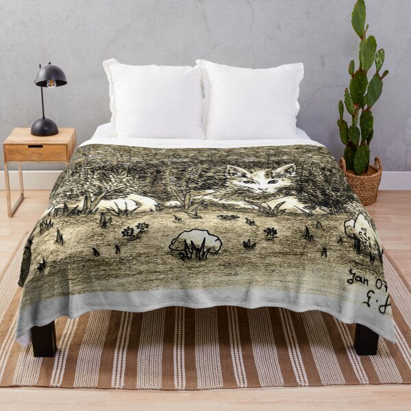 Item preview, Hiding Cat in flower garden illustration antique beige  designed and sold by GittaG74.