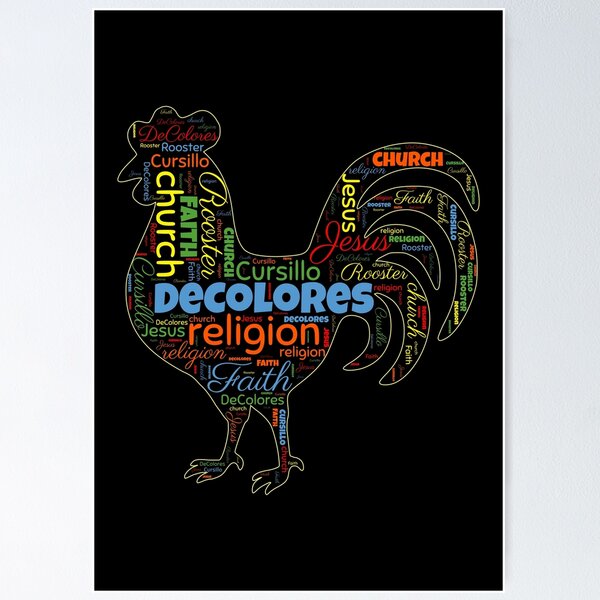 Item preview, DeColores Cursillo Rooster Word Cloud designed and sold by Gsallicat.