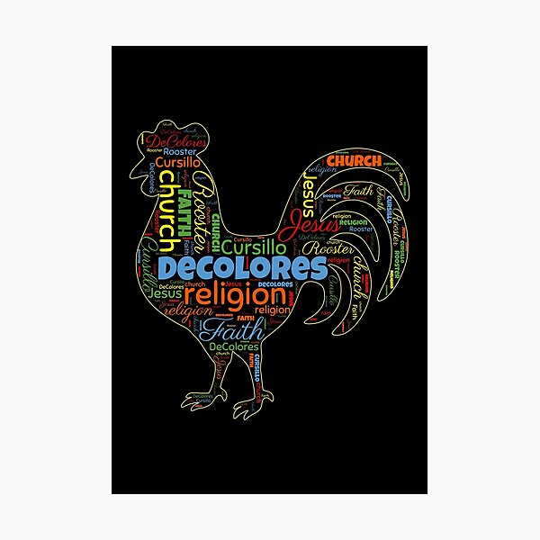 Item preview, DeColores Cursillo Rooster Word Cloud designed and sold by Gsallicat.