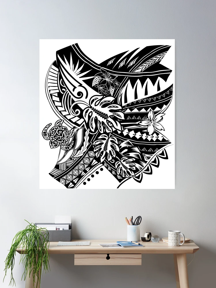 Hawaiian-Black And White Tribal