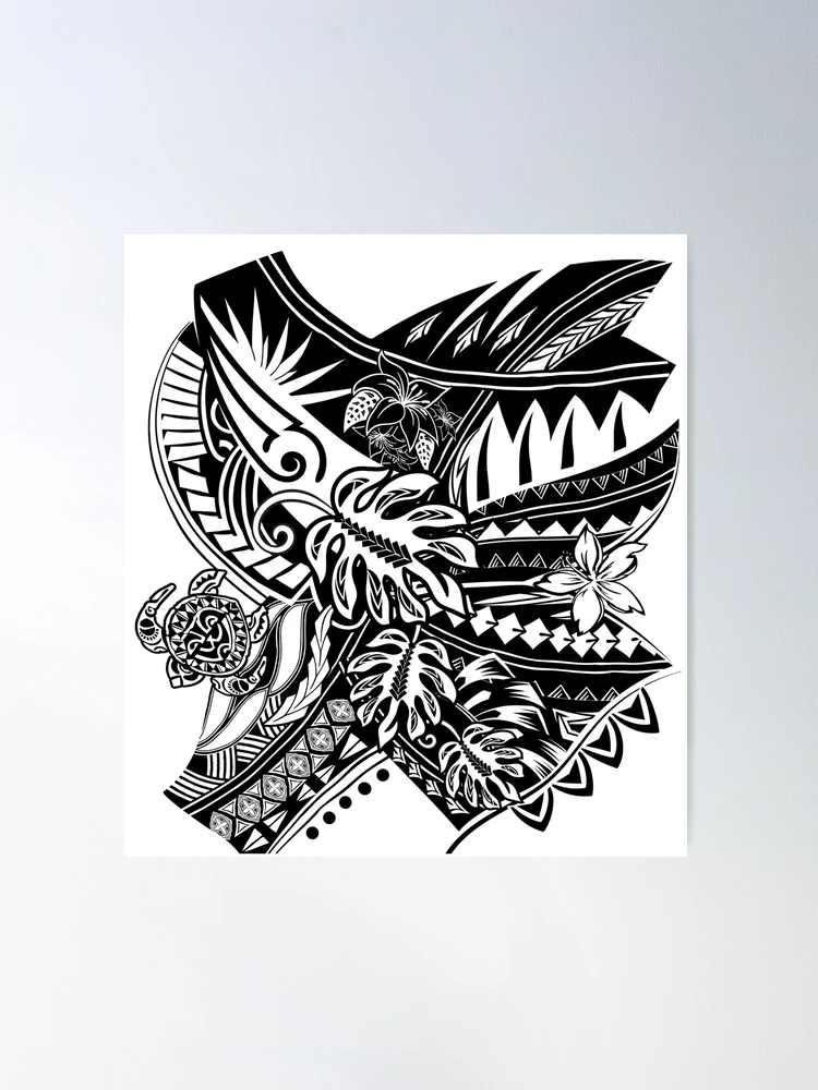 Hawaiian-Black And White Tribal