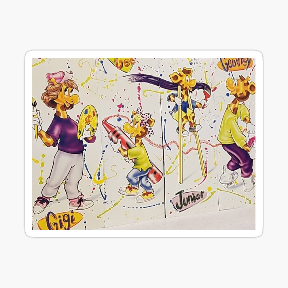 geoffrey giraffe family at play