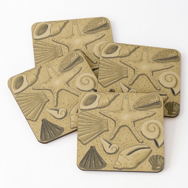 Item preview, Golden Brown Sand - Seashell Beach Nautical Pattern designed and sold by Amelia Dean.
