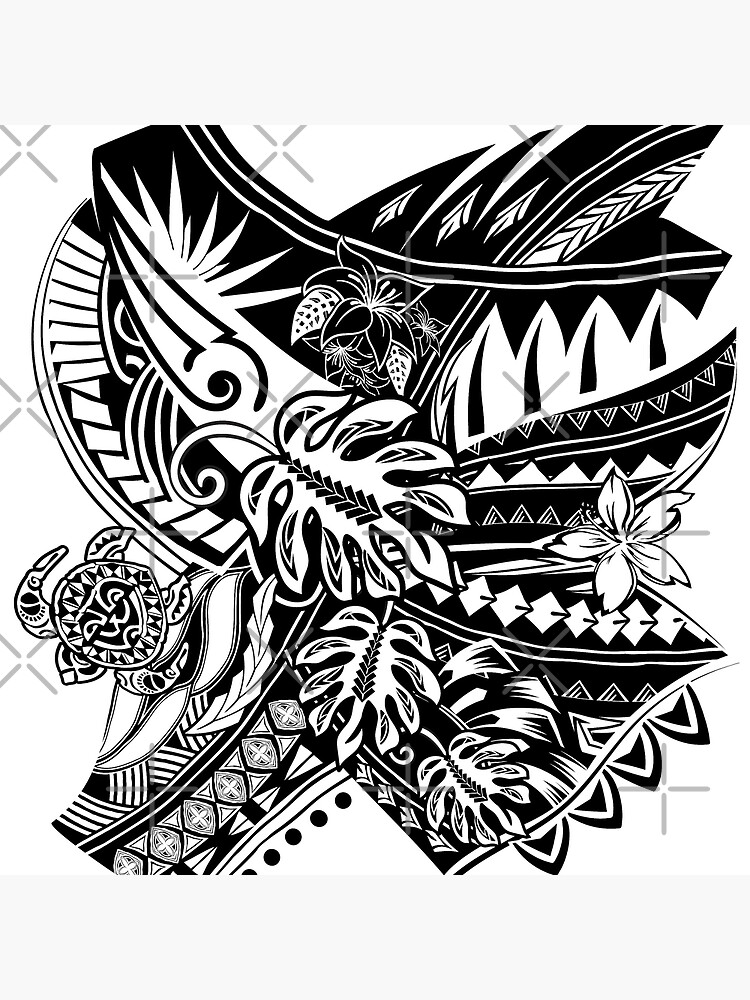 Black And White Hawaiian Tribal Leggings by Sun n Threads