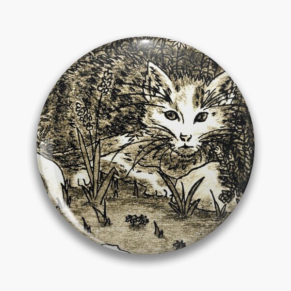 Item preview, Hiding Cat in flower garden illustration antique beige  designed and sold by GittaG74.