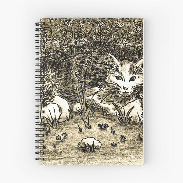 Item preview, Hiding Cat in flower garden illustration antique beige  designed and sold by GittaG74.