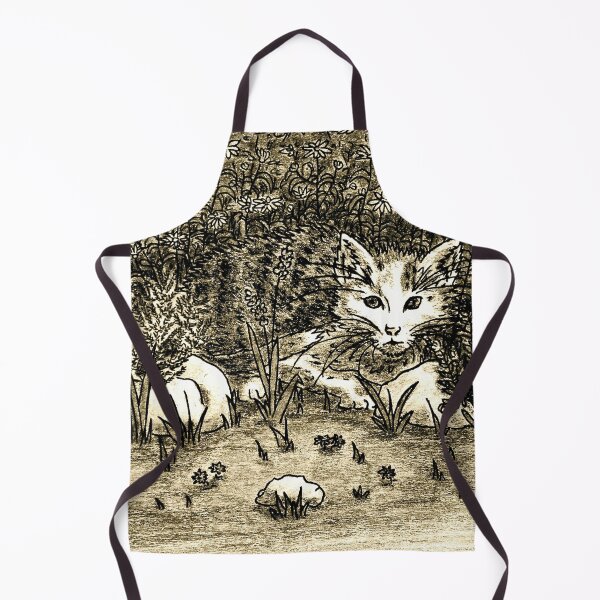 Item preview, Hiding Cat in flower garden illustration antique beige designed and sold by GittaG74.