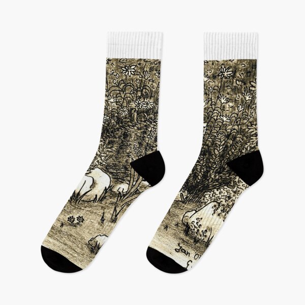 Item preview, Hiding Cat in flower garden illustration antique beige  designed and sold by GittaG74.