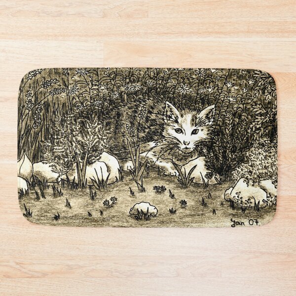 Item preview, Hiding Cat in flower garden illustration antique beige  designed and sold by GittaG74.