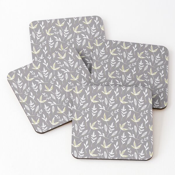 Item preview, Floral leaves pattern in grey and yellow  designed and sold by creativepod.