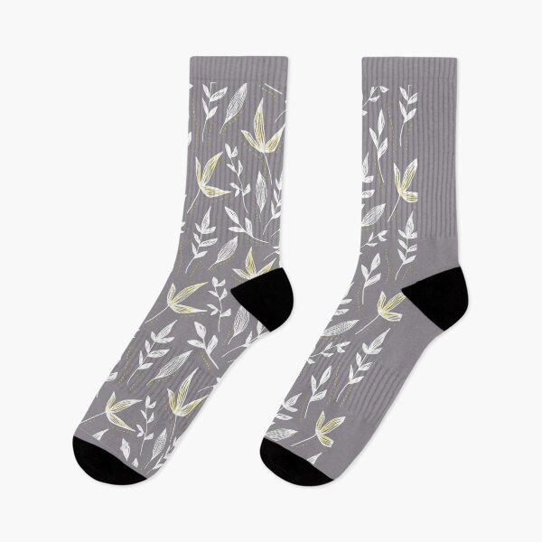 Item preview, Floral leaves pattern in grey and yellow  designed and sold by creativepod.