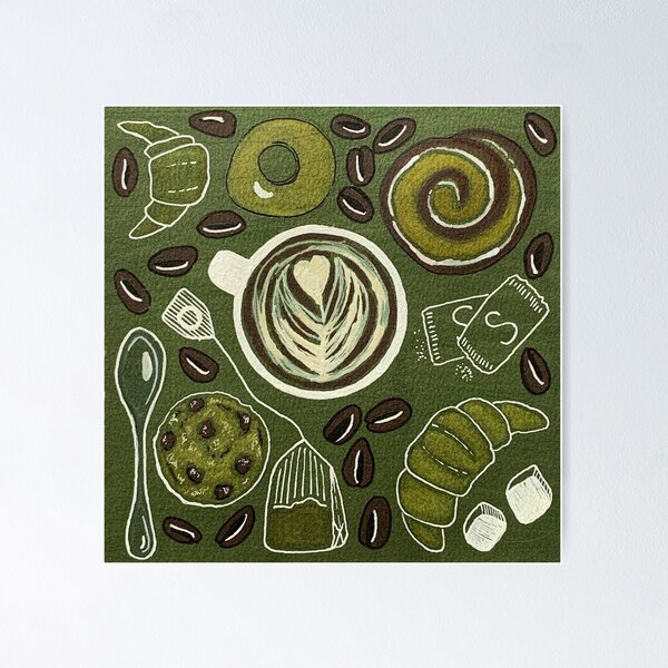 Item preview, Green Cappucino Coffee Shop Print designed and sold by Amelia Dean.