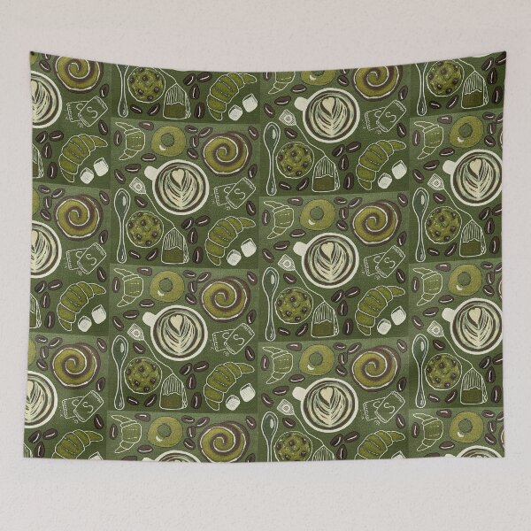 Item preview, Green Cappucino Coffee Shop Print designed and sold by Amelia Dean.