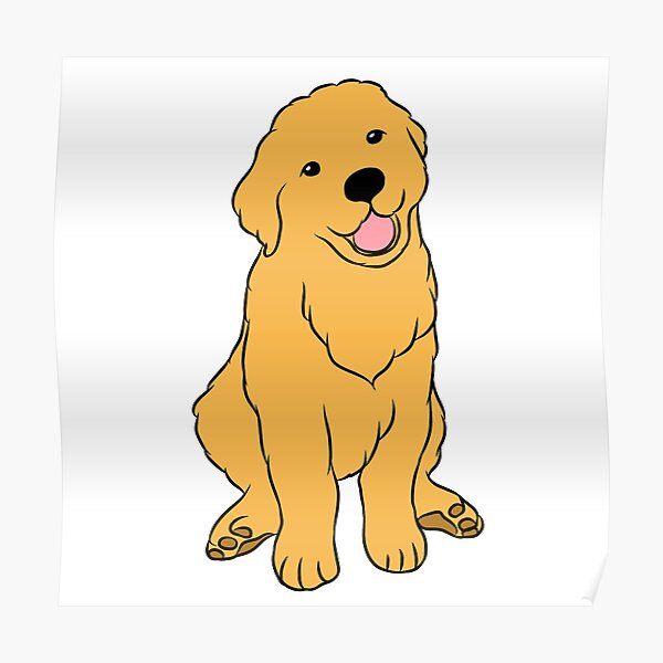 Golden Retriever Cartoon Posters | Redbubble