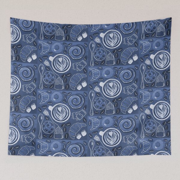 Item preview, Blue Cappuccino Coffee Shop Print designed and sold by Amelia Dean.