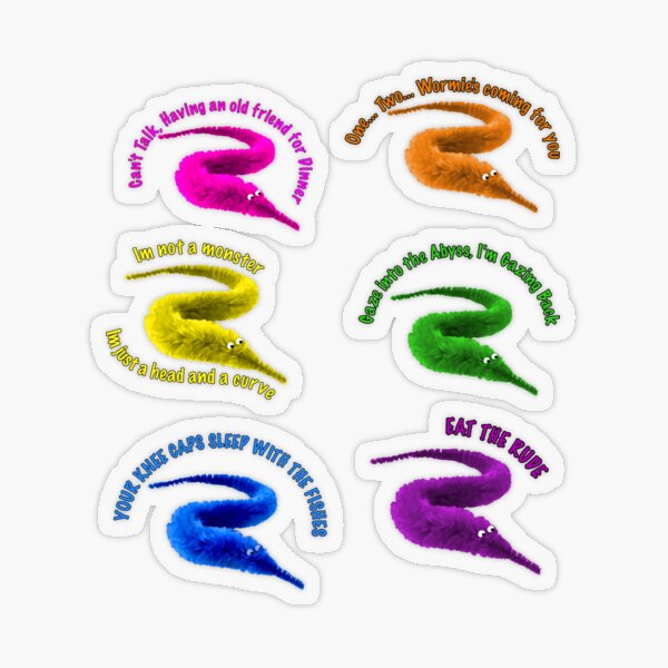 Worm on String Sticker Pack Transparent Sticker