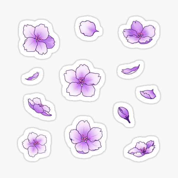 Falling Purple Sakura Cherry Blossom Sticker