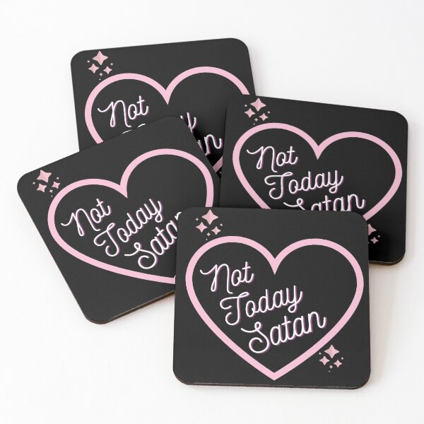 Item preview, Not Today Satan! Cute Pink Heart Sparkle on Black designed and sold by kitsuney.