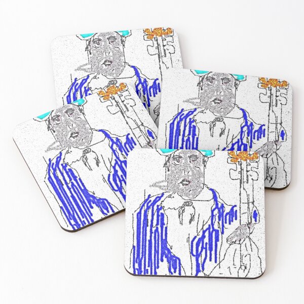 Item preview, Musician with cap and blue striped jacket with instrument designed and sold by Stacey Lazarus.